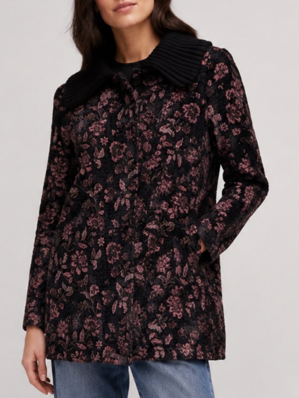 Something Navy Tapestry Floral Coat